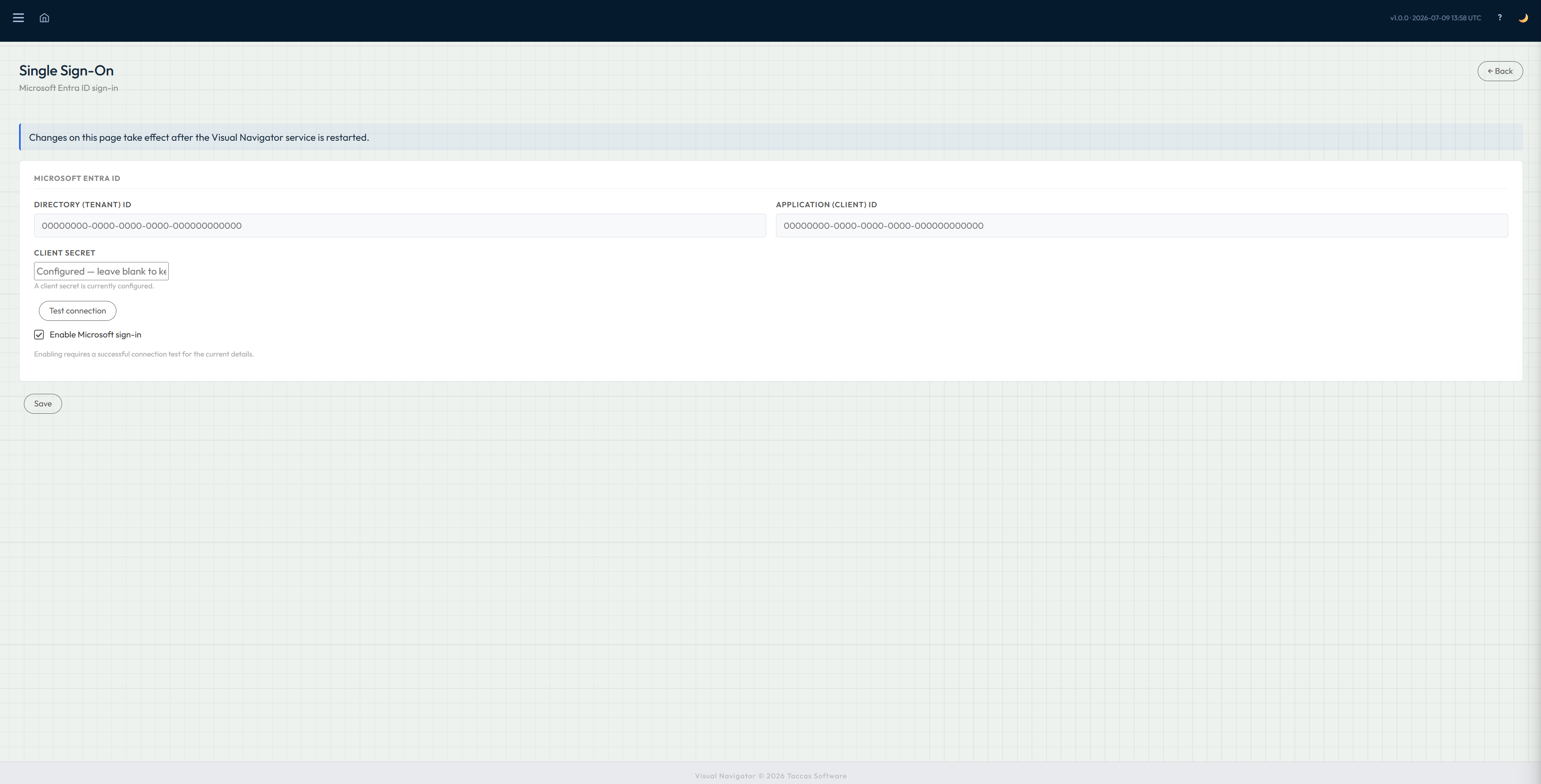 Microsoft Entra ID single sign-on configuration in Navi